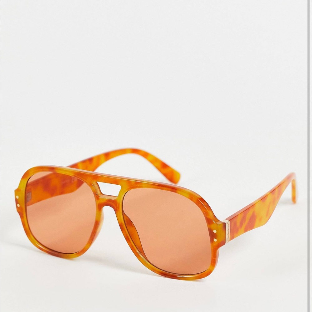 Reclaimed Vintage Inspired Unisex Oversized Aviator Sunglasses in Orange